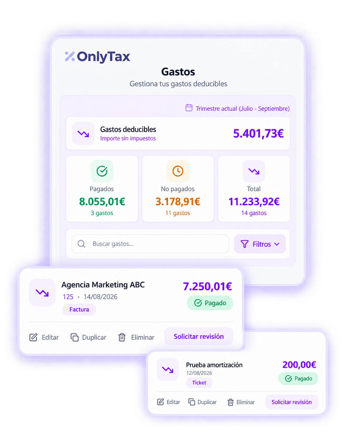 seccion gastos app onlytax